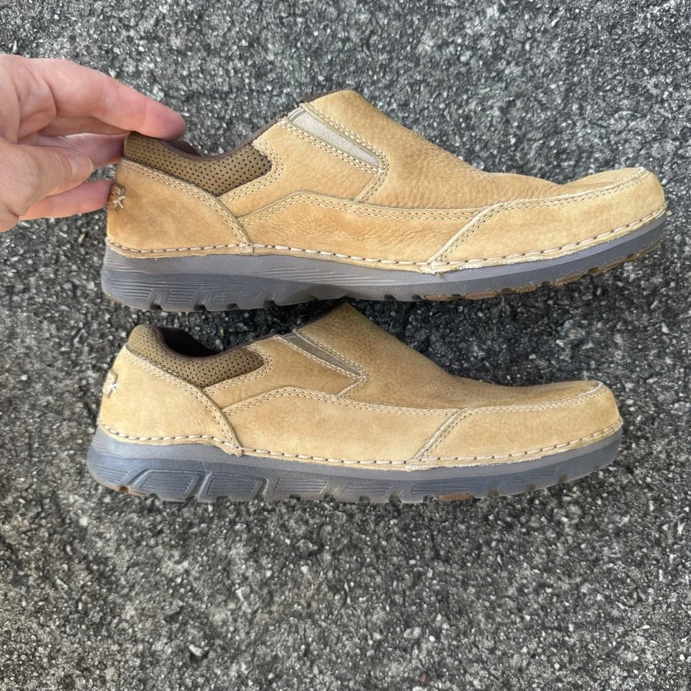 Rockport Adiprene By adidas Loafers Mens Sz 7.5W Tan Brown Slide On Comfort Shoe
